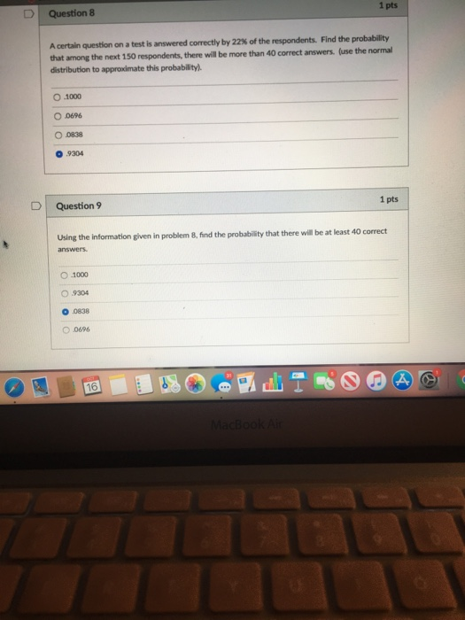 Solved 1 Pts Question 8 A Certain Question On A Test Is | Chegg.com