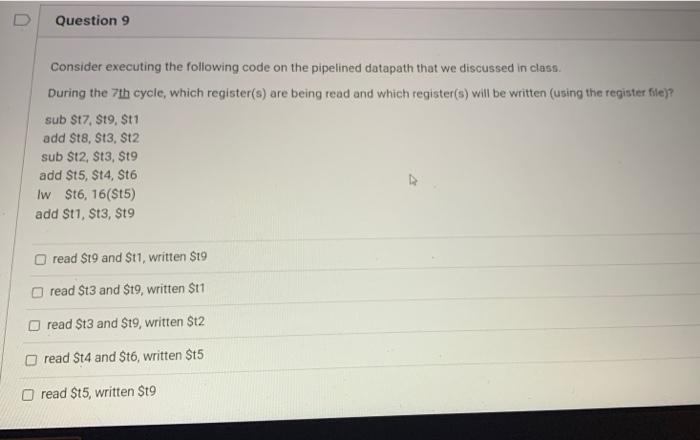 Solved Question 9 Consider executing the following code on | Chegg.com