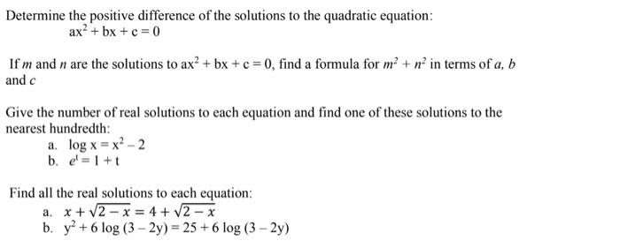 Solved Determine the positive difference of the solutions to | Chegg.com