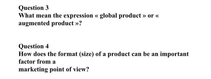 Solved Question 3 What mean the expression « global product | Chegg.com