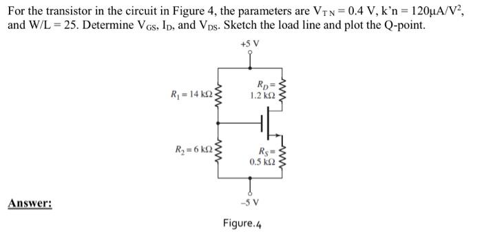 For the transistor in the circuit in Figure 4, the | Chegg.com