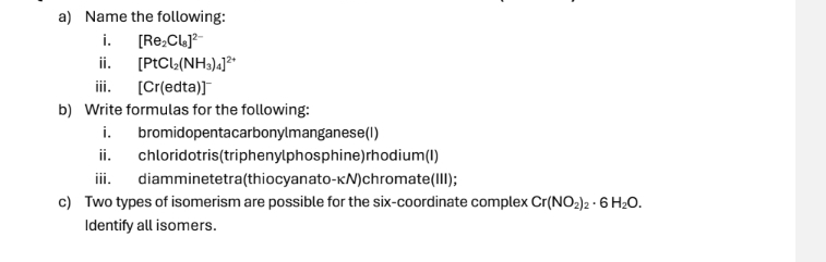 Solved a) ﻿Name the | Chegg.com