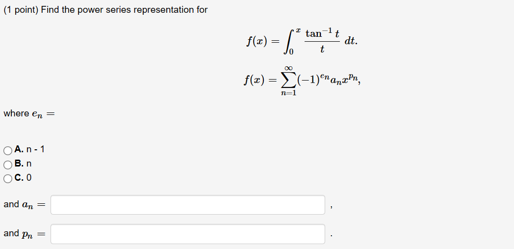 Solved (1 Point) Find The Power Series Representation For | Chegg.com