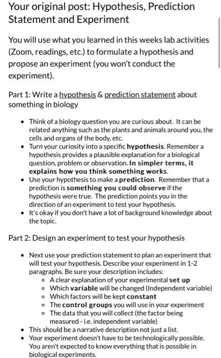 hypothesis statement of prediction