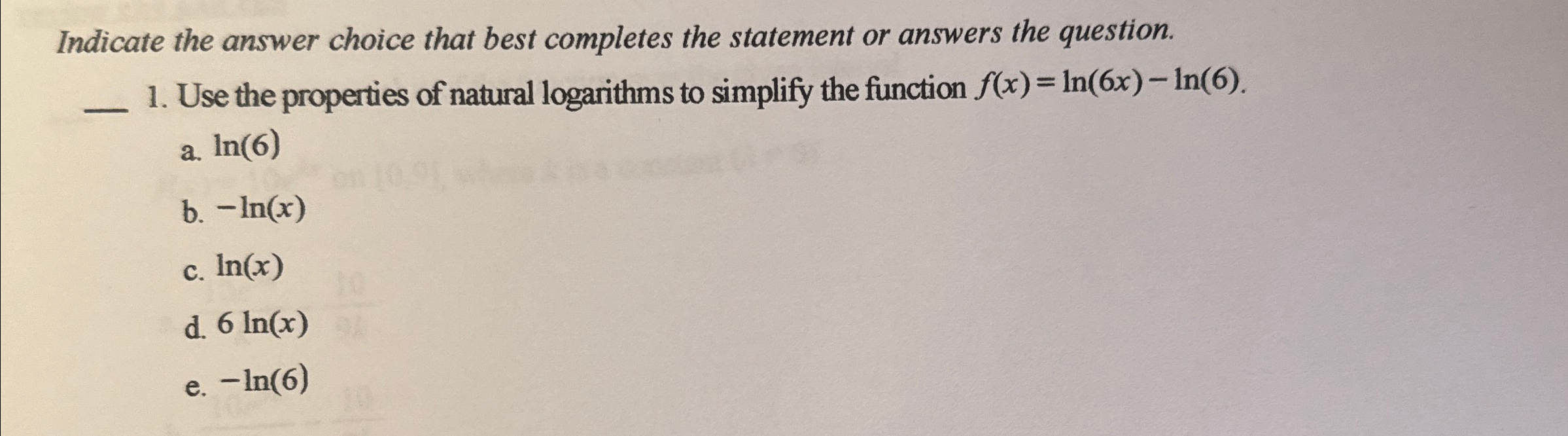 Solved Indicate the answer choice that best completes the | Chegg.com