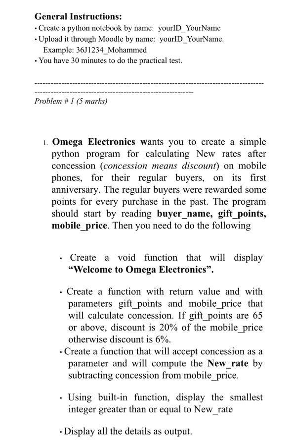 Solved General Instructions: • Create a python notebook by | Chegg.com