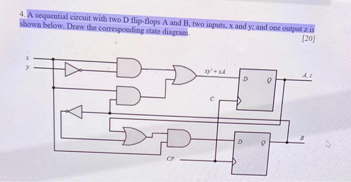 Solved 4. A sequential circuit with two D flip-flops A and | Chegg.com