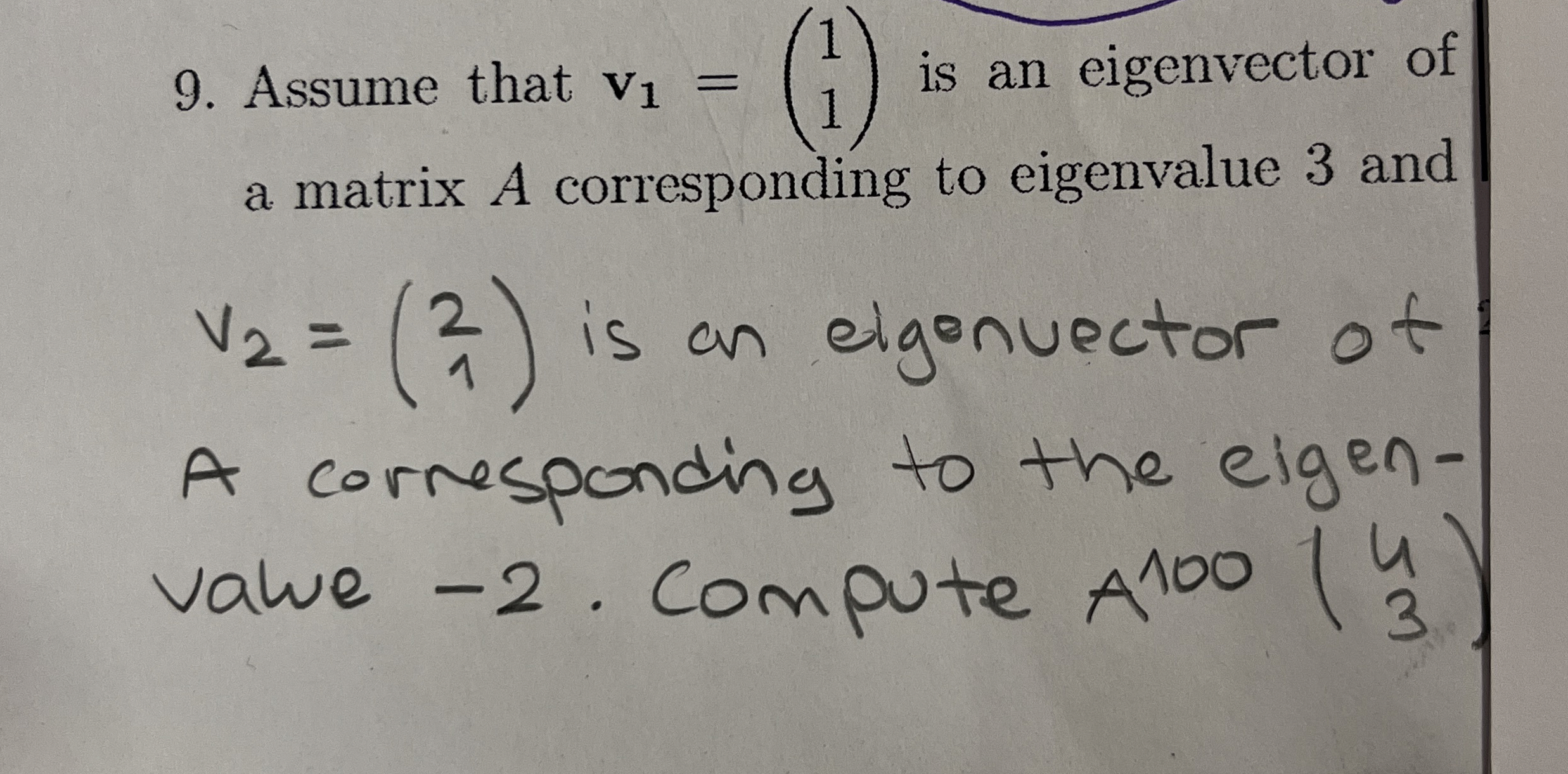 Solved Assume that v1=(11) ﻿is an eigenvector of a matrix A | Chegg.com