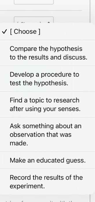 Solved Match The Steps Of The Scientific Method With The | Chegg.com