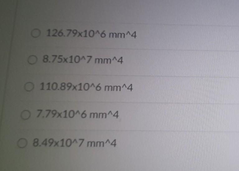 Solved O 126.79x10^6 mm^4 0 8.75x10^7 mm^4 110.89x10^6 | Chegg.com