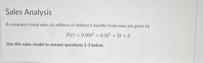 Solved Sales Analysis A Company's Total Sales (in Millions | Chegg.com