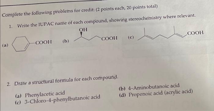 Solved Complete the following problems for credit: (2 points | Chegg.com