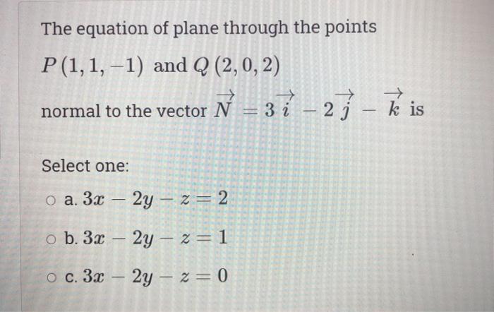 Solved The Equation Of Plane Through The Points P 1 1 1 Chegg Com