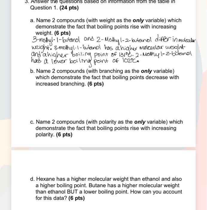 Solved 3. Answer The Questions Based On Information From The | Chegg.com