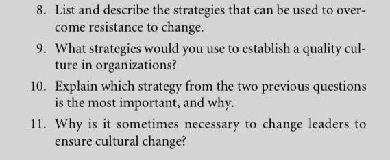 Solved Total Quality Management. Chapter 4 Quality Culture: | Chegg.com