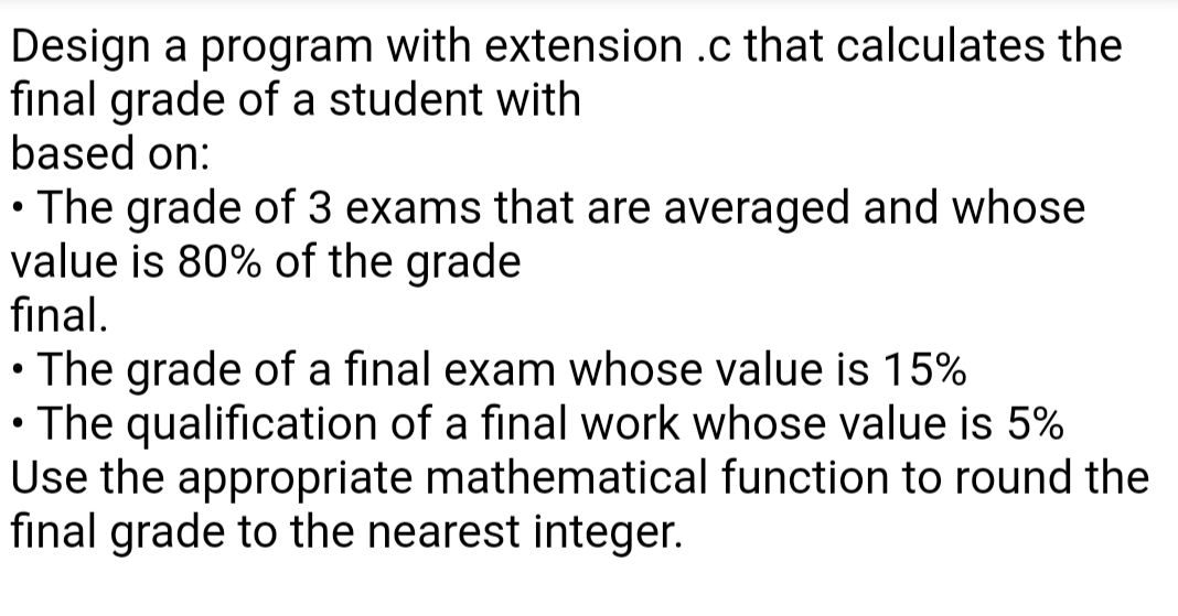 Solved Design a program with extension .c that calculates | Chegg.com
