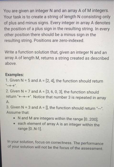 Solved You are given an integer N and an array A of | Chegg.com