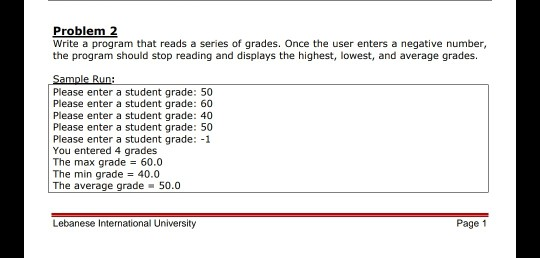 Solved Problem 2 Write a program that reads a series of | Chegg.com