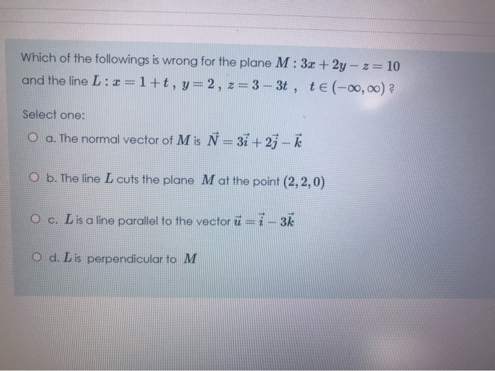 Solved Which Of The Followings Is Wrong For The Plane M Chegg Com