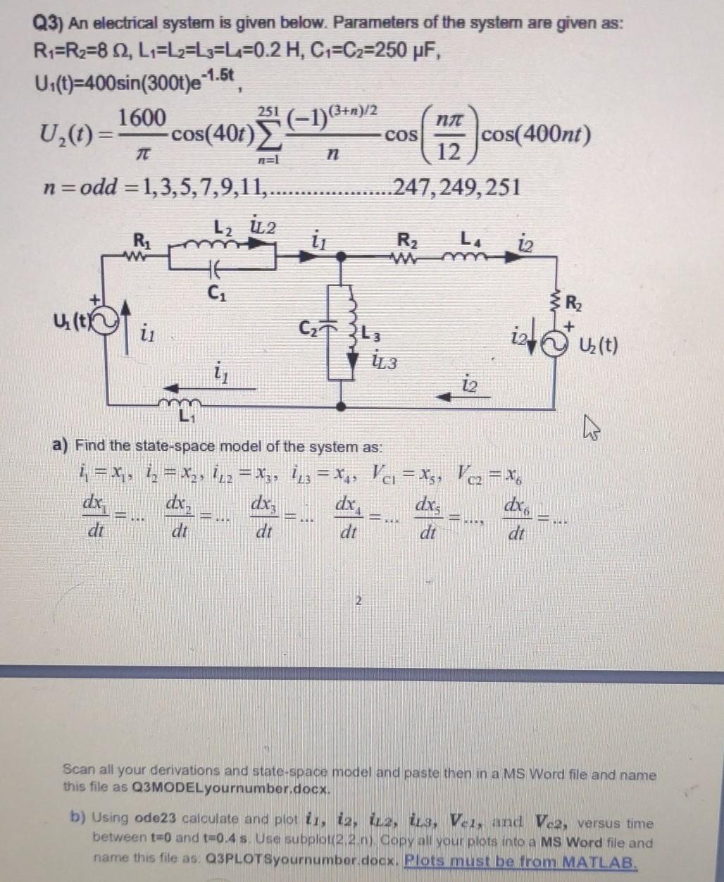 1 5 Q3 An Electrical System Is Given Below Para Chegg Com