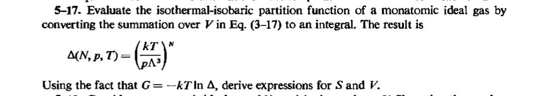 Solved 5-17. Evaluate The Isothermal-isobaric Partition | Chegg.com