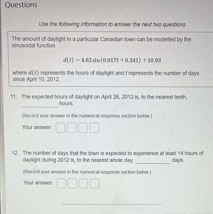 Solved Questions Use the following information to answer the | Chegg.com