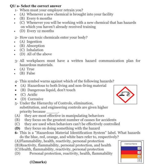 Solved . . . Q1/ a- Select the correct answer 1- When must | Chegg.com