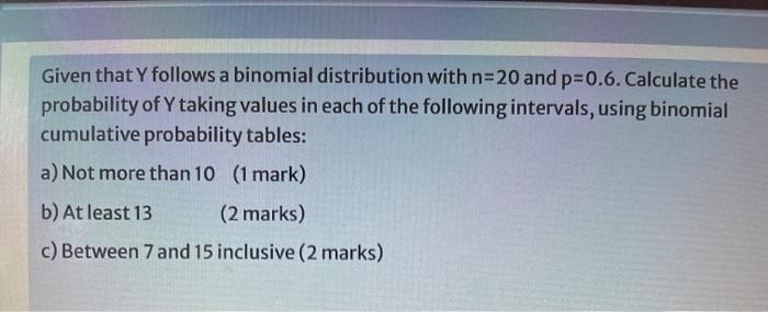 Solved Given that y follows a binomial distribution with | Chegg.com