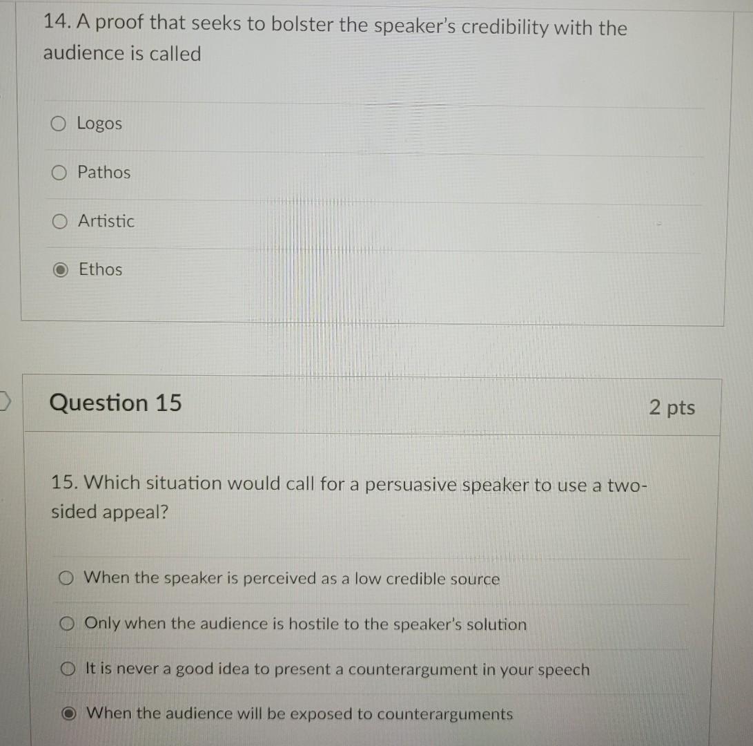 Solved 1. The problem-solution format for a speech to | Chegg.com