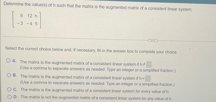 Solved Determine The Values Of H Such That The M 0577