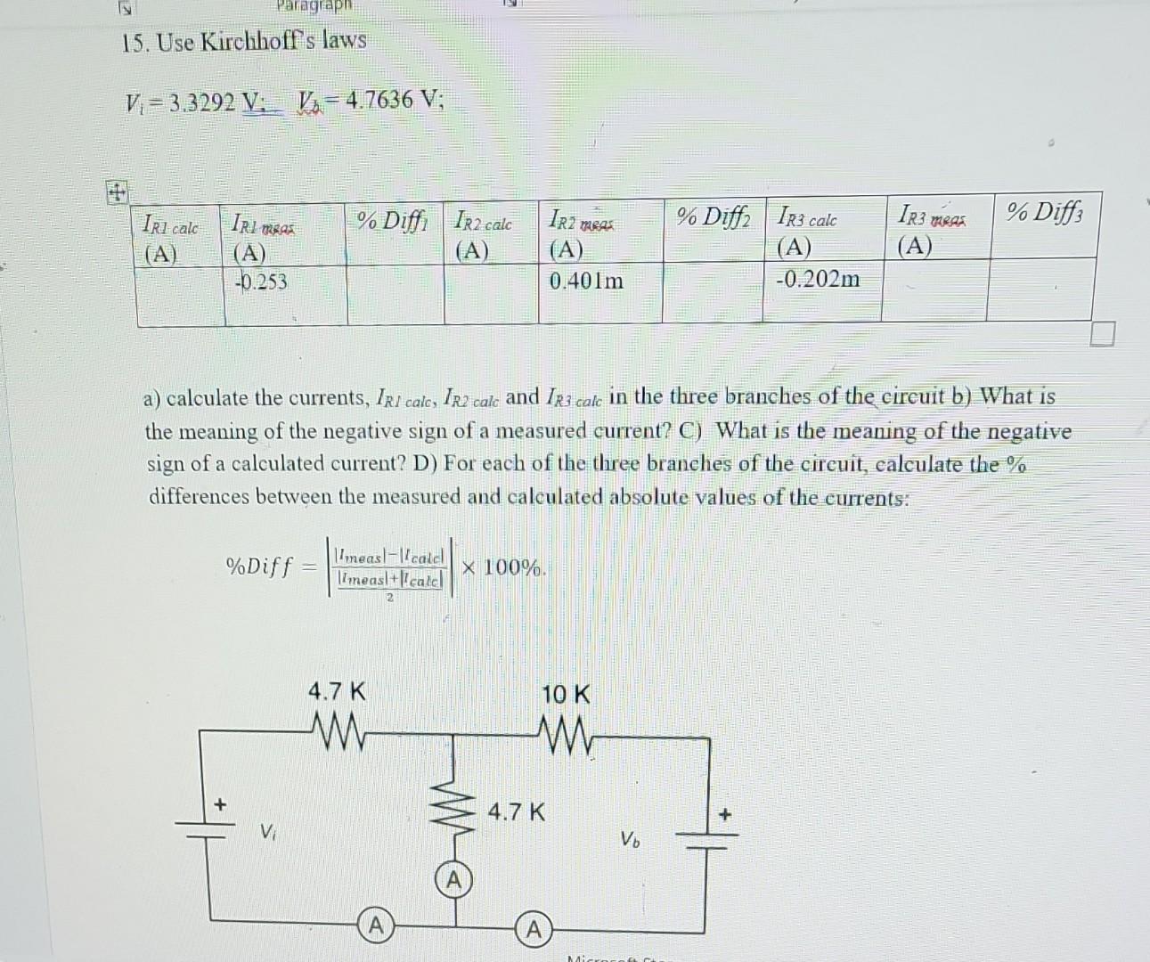 Solved please answer all the questions by using kirchhoff's | Chegg.com