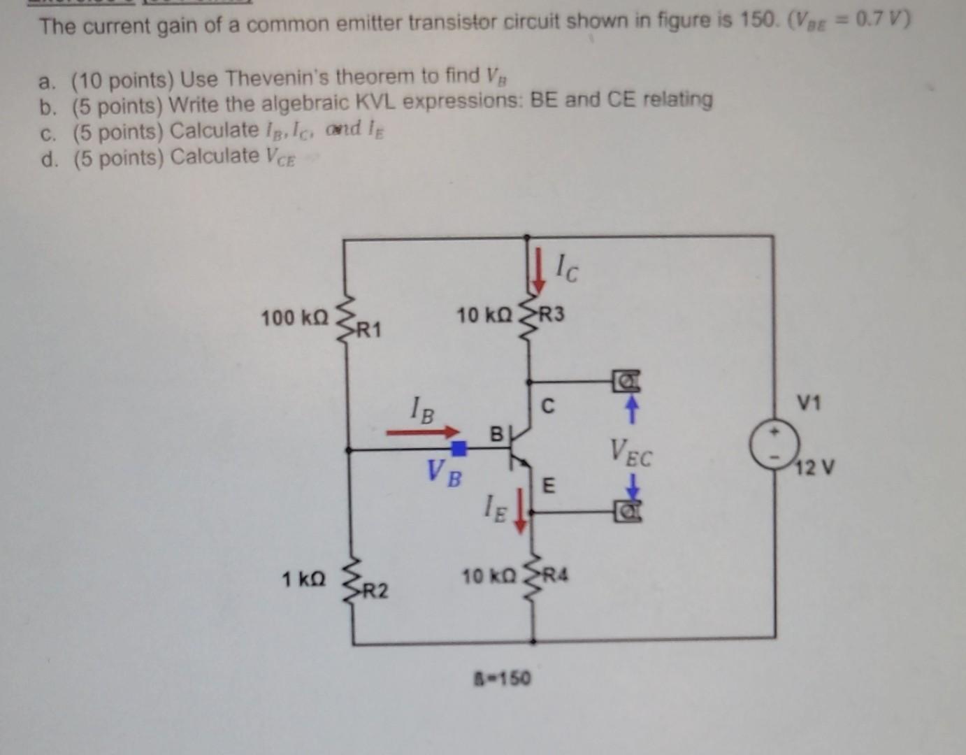 Solved The current gain of a common emitter transistor | Chegg.com
