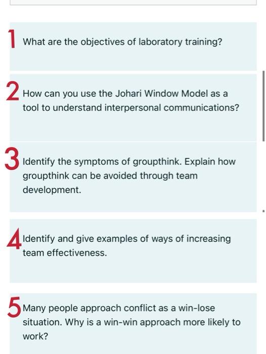 Solved 1 What are the objectives of laboratory training? 2