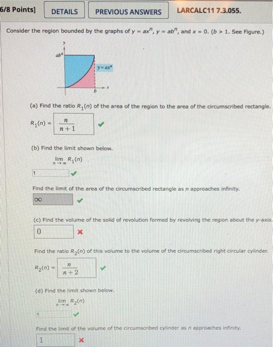 Solved 6/8 Points] DETAILS PREVIOUS ANSWERS LARCALC11 | Chegg.com