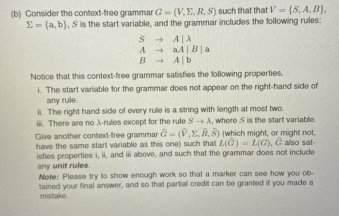 Solved (b) Consider the context-free grammar G = (1, 2, R, | Chegg.com