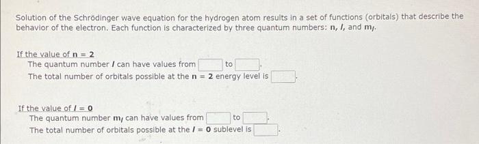 Solved Solution of the Schrödinger wave equation for the | Chegg.com