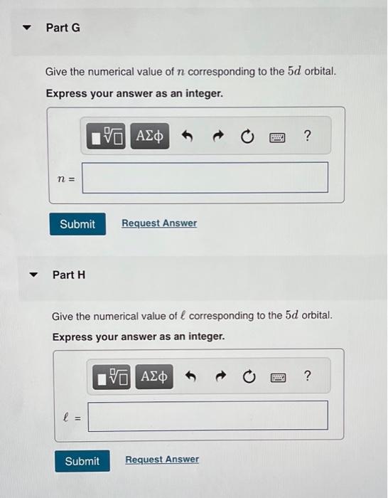 Solved Give the numerical value of n corresponding to the 2p 