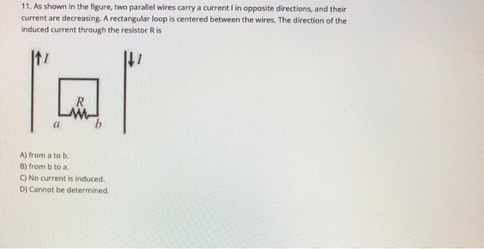 Solved 11. As shown in the figure, two parallel wires carry | Chegg.com