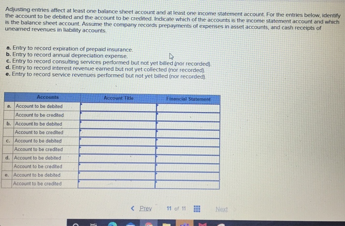 Solved Adjusting Entries Affect At Least One Balance Shee