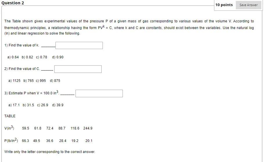 Solved Question 1 1 Find The Value Of K The Table Shown Chegg