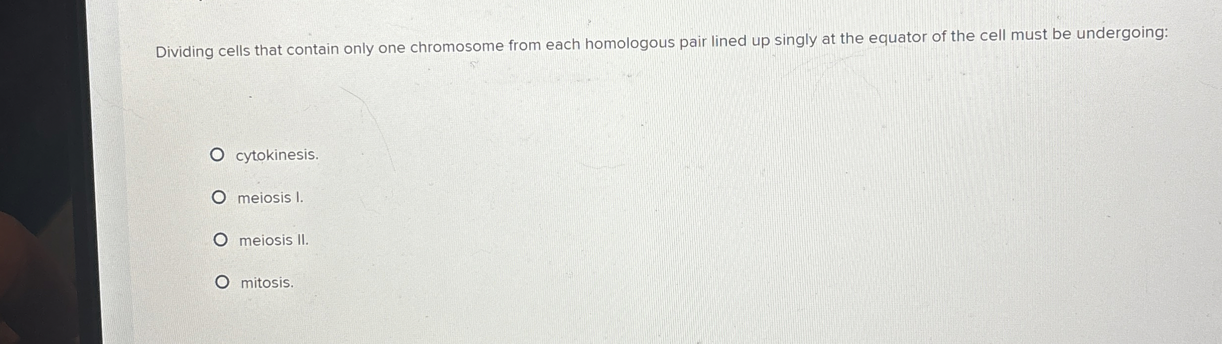Dividing cells that contain only one chromosome from | Chegg.com