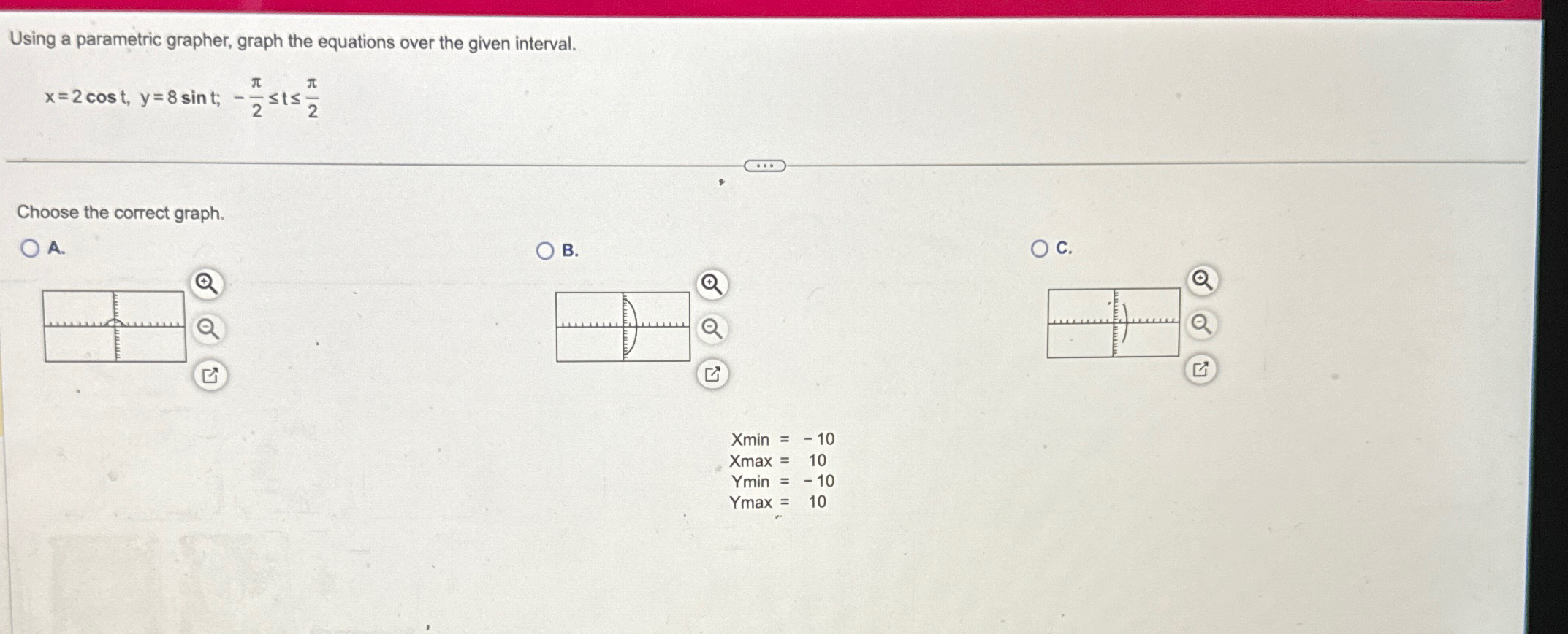 Solved Using a parametric grapher, graph the equations over | Chegg.com