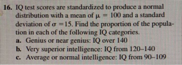 Solved 16 Iq Test Scores Are Standardized To Produce A N Chegg Com