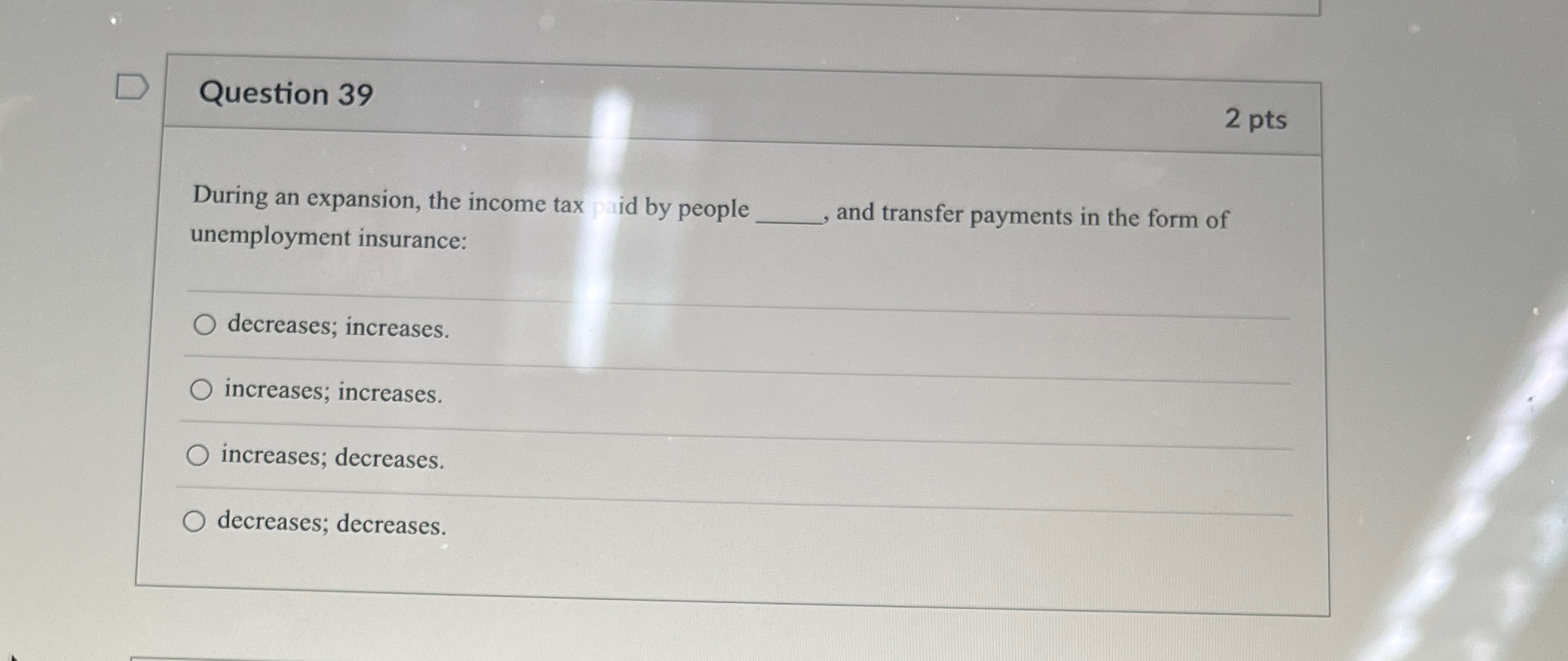 Solved Question 392 ﻿ptsDuring An Expansion, The Income Tax | Chegg.com