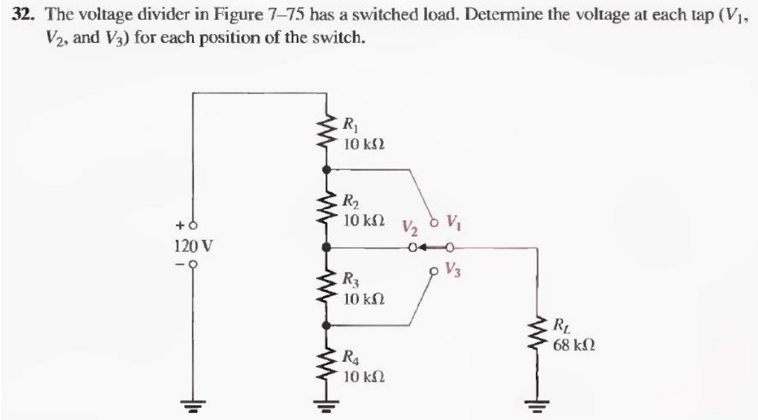 Solved The voltage divider in ﻿Figure 7-75V1,V2, ﻿and V3 | Chegg.com