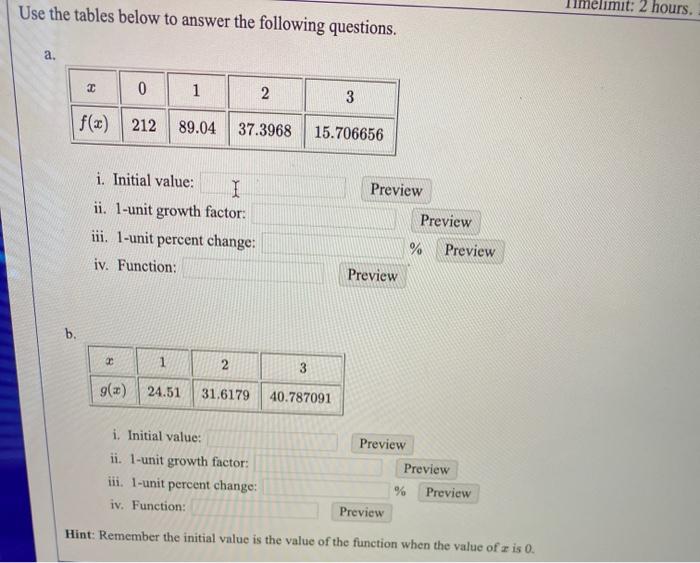 Solved Use the tables below to answer the following | Chegg.com