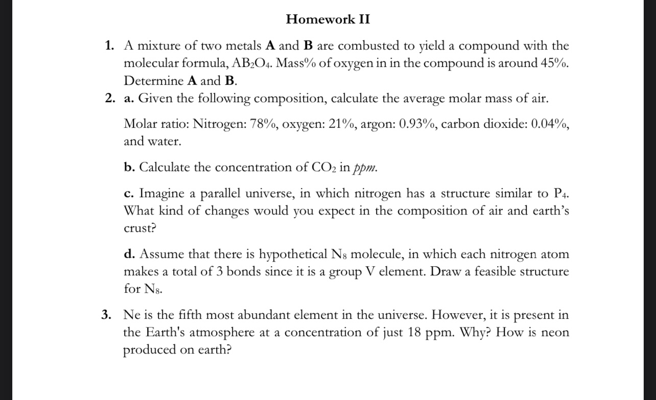 Solved Homework IIA mixture of two metals A and B ﻿are | Chegg.com