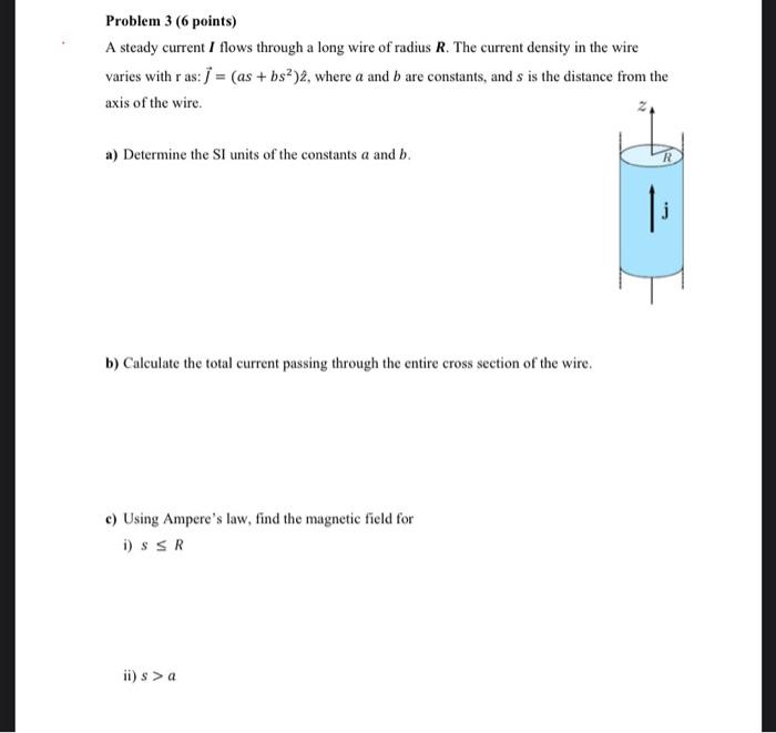 Solved Problem 3 (6 points) A steady current I flows through | Chegg.com