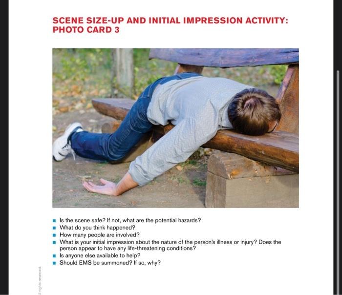 Solved SCENE SIZE-UP AND INITIAL IMPRESSION ACTIVITY: PHOTO | Chegg.com