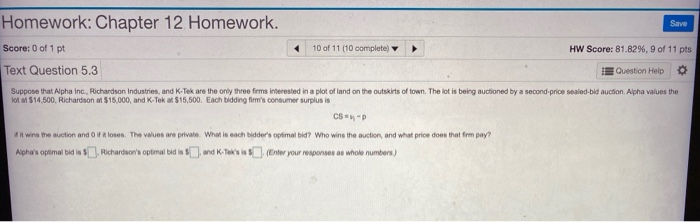 Solved Save Homework: Chapter 12 Homework. Score: 0 Of 1 Pt | Chegg.com